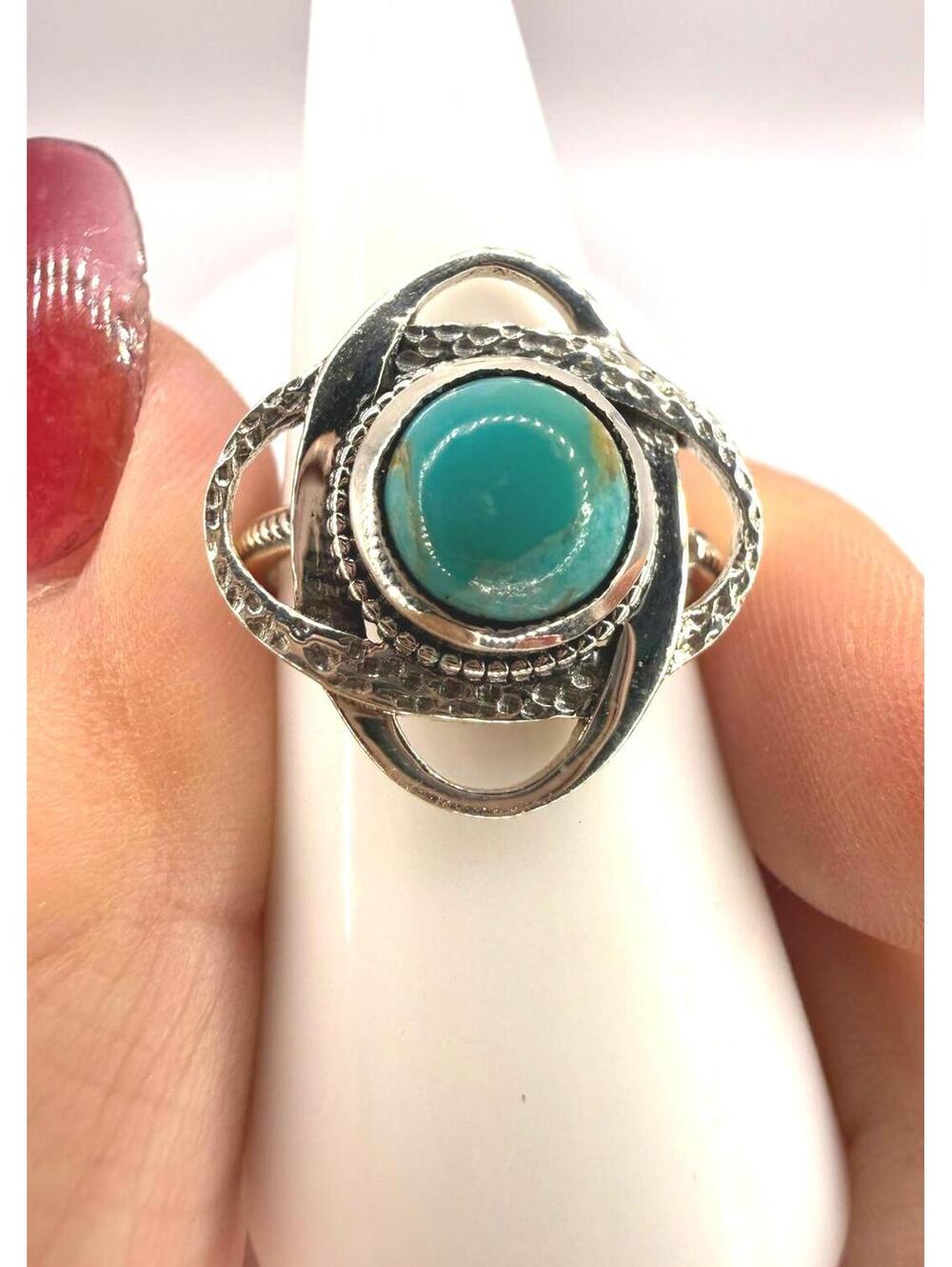 Kingman Turquoise Orbital Ring | Adjustable | Sterling Silver 925 | $210